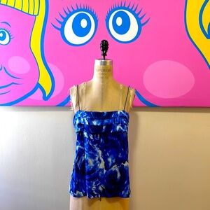 YaYa Aflalo Blue White Silk Camisole